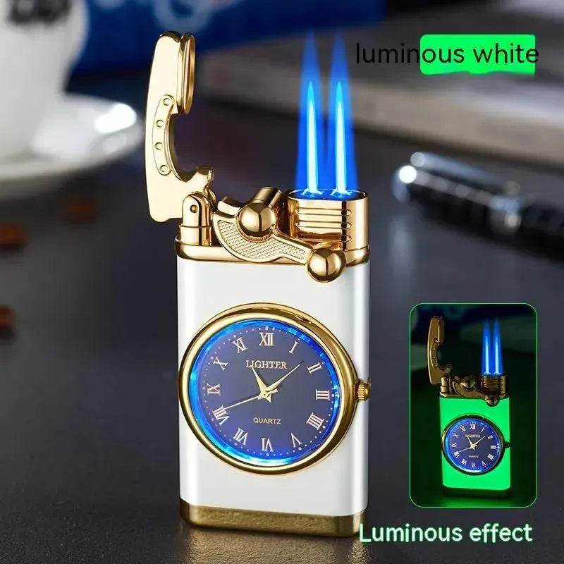 New Lighter With Electric Watch Rocker Arm Automatic Ignition Straight Blue Flame Lighter Creative Real Dial Inflatable Windproof Cigar Lighter Men's Watch Gift - EX-STOCK Canada