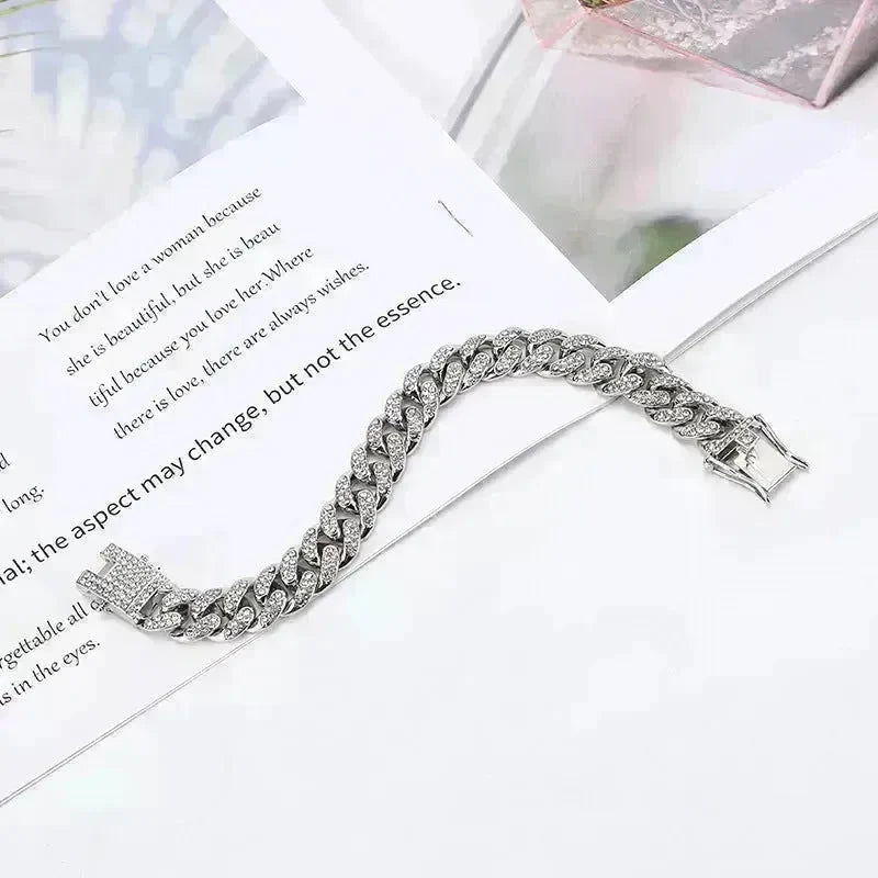 Alloy Line Cuban Link Chain Diamond Bracelet - EX-STOCK CANADA