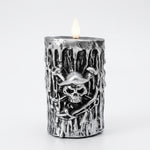Antique silver resin Halloween skull electronic candle lamp – product view 6