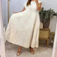 Women Summer Pleated Maxi Dress Casual Short Sleeve Crewneck Flowy Swing Long Dress with Pockets - EX-STOCK CANADA