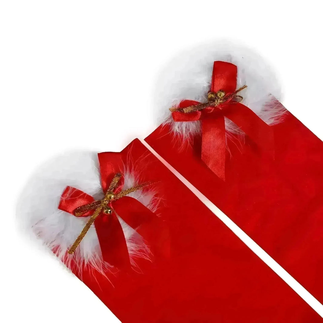 Thickened Women's Red Long Bow Christmas Stockings - EX-STOCK CANADA