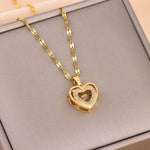 Valentines Day Gift Double-layer Smart Love Pendant Titanium Steel Necklace Fashion Jewelry Woman - EX-STOCK Canada