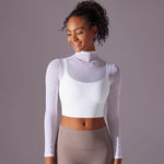 Quick Drying Gym Slim Fit Mesh Turtleneck Long Sleeve Workout Crop Top - EX-STOCK Canada
