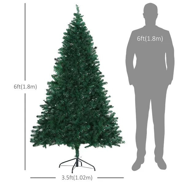 6ft Christmas Tree Unlit Artificial Spruce Full Tree With Solid Metal Stand EX-STOCK Canada 