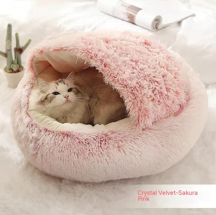 2 In 1 Dog And Cat Bed Pet Winter Bed Round Plush Warm Bed House Soft Long Plush Pets Bed Pet Products EX-STOCK Canada 