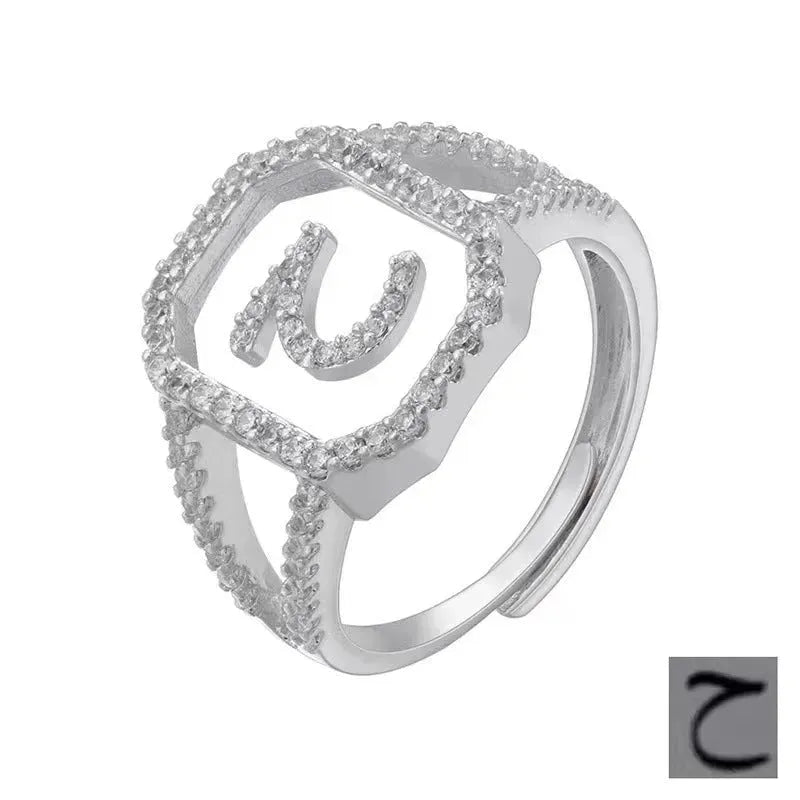 Fashion Micro Inlaid Zircon Arab Letters Ring for women - EX-STOCK CANADA