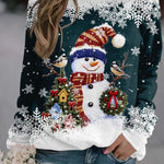 Snowman Printed Panel Loose Sweater EX-STOCK Canada 