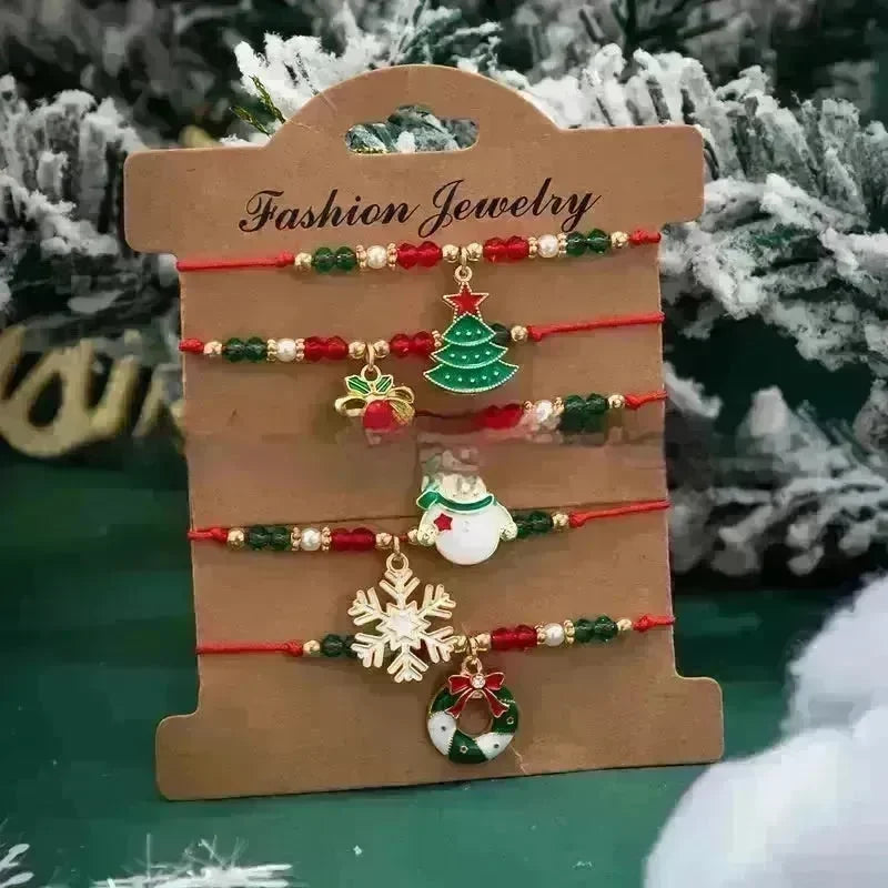 5pcs New Christmas Polymer Clay Handmade Beaded Bracelet set - EX-STOCK CANADA