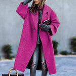 Autumn And Winter Long Woolen Color Temperament Commute No Belt Lapel Loose Woolen Green Coat - EX-STOCK Canada