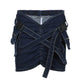 Cross School Bag Buckle V-shaped Waist Workwear Denim Mini Cargo Skirt - EX-STOCK Canada