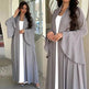 Abaya two piece set Elegant Satin Plain Color Abaya Kimono Open front Abaya Dubai Abaya wear for Middle East Women - EX-STOCK Canada