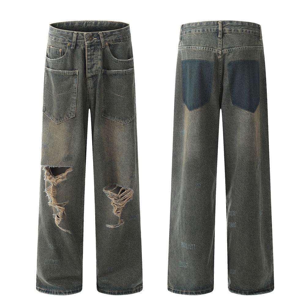 Pocket Design Loose Denim Straight-leg Trousers Men Jeans - EX-STOCK Canada
