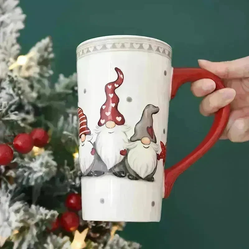 Christmas Large Capacity Nordic Christmas Tall Hat Ceramic Relief Mug Cup - EX-STOCK CANADA