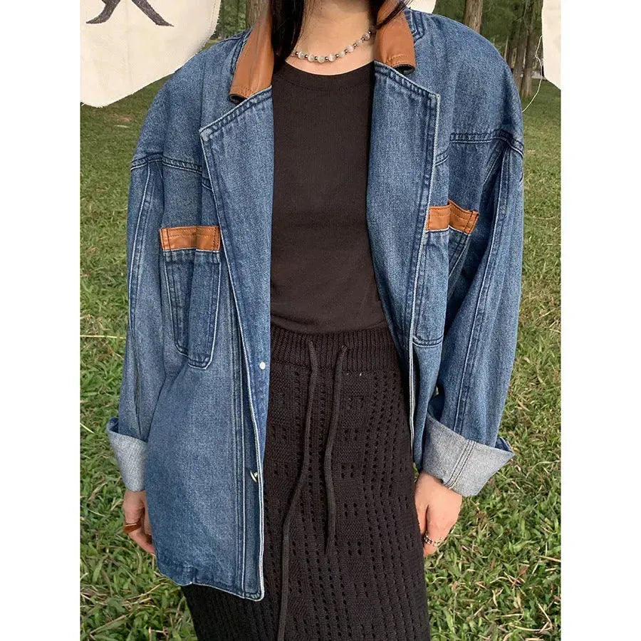 Casual Loose Oversized Lapel Unisex Cotton Denim coat Jacket L - EX-STOCK CANADA