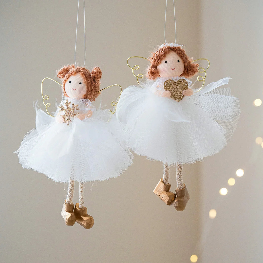 Christmas White Tulle Skirt Golden Wings Angel Girl Pendant EX-STOCK Canada 