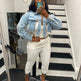 Short Frayed Denim Jacket Women Chain Fashion Style - EX-STOCK CANADA