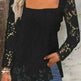 Fashionable Evening Top for Women Square Neck Long Sleeve Lace top Long Top for Women - EX-STOCK CANADA