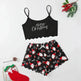 Christmas European And American Thin Pajamas Women's Sleeveless Shorts Milk Silk Simple Casual Two-piece Suit Homewear - EX-STOCK CANADA
