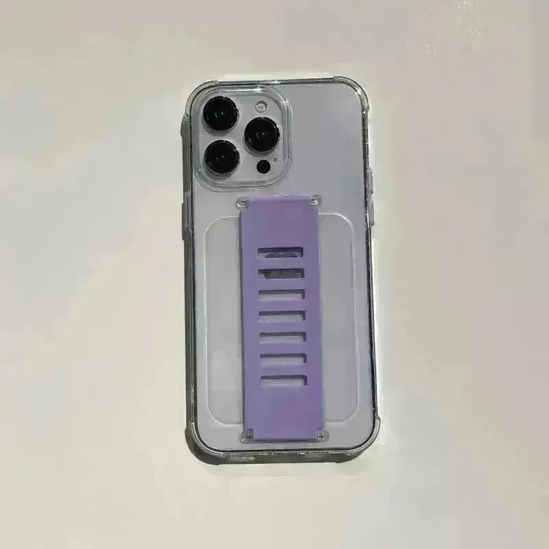 Transparent Case Wrist Strap Bracket Non-slip Phone Case - EX-STOCK CANADA