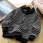 Children Casual Polo Collar Fashion Stripe Sweatshirt Tops Kids - EX-STOCK CANADA