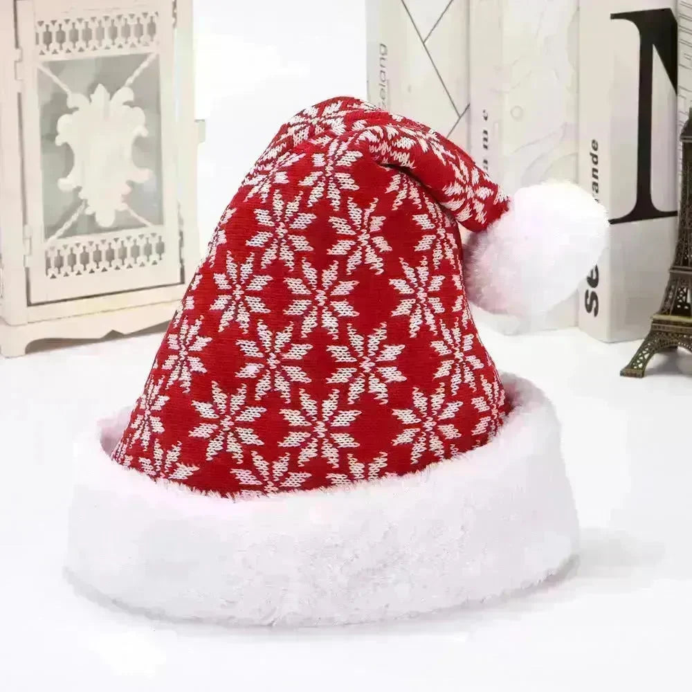 Snowflake Deer Knitted Wool Flannel Christmas Hat - EX-STOCK CANADA