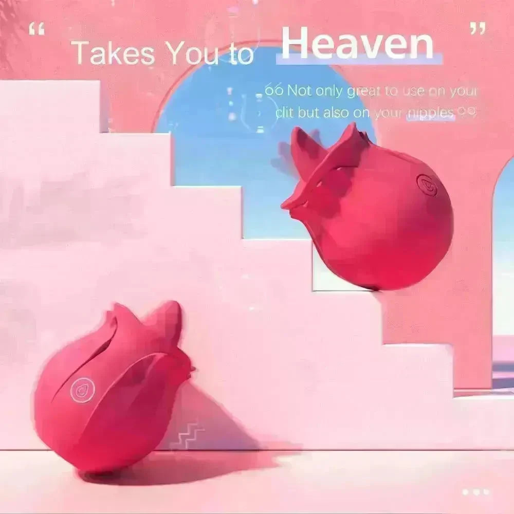 Rechargeable Rose Toy With Tongue Licking Best Clitoral Stimulator for Women - EX-STOCK CANADA