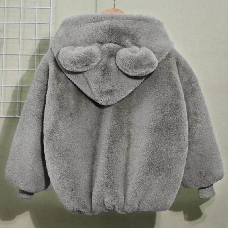 Autumn Winter Thickening Children's Cartoon Fur Hoodie Jacket - EX-STOCK Canada