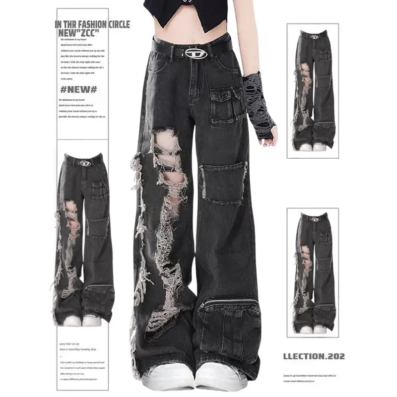 American Street Nicchia Oversize Jeans Cargo Pants for Women