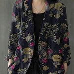 Women's floral Cotton Linen jacket Pocket Blazer - EX-STOCK Canada