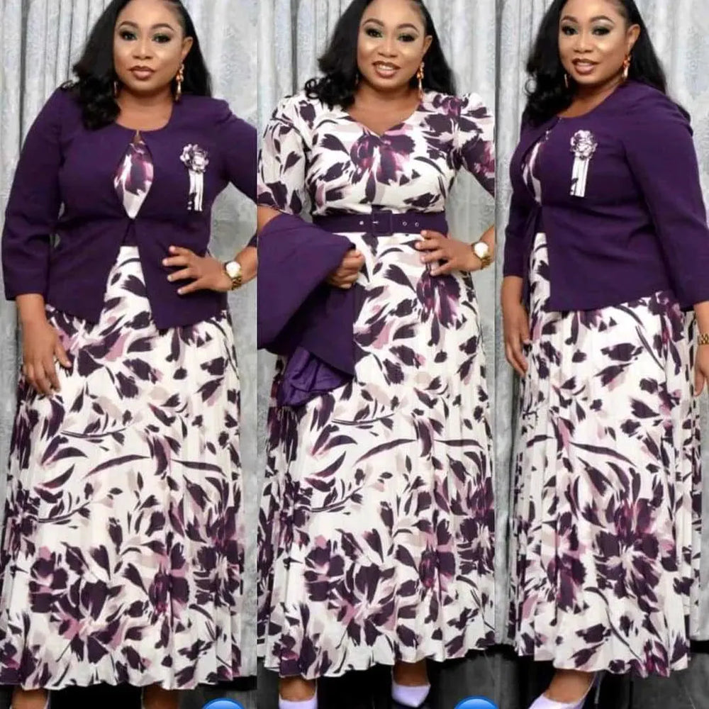 2pcs Fashion floral Print Blazer dress suit - EX-STOCK CANADA