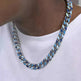 Blue Stitching Hardened Cuban Link Chain Necklace - EX-STOCK CANADA
