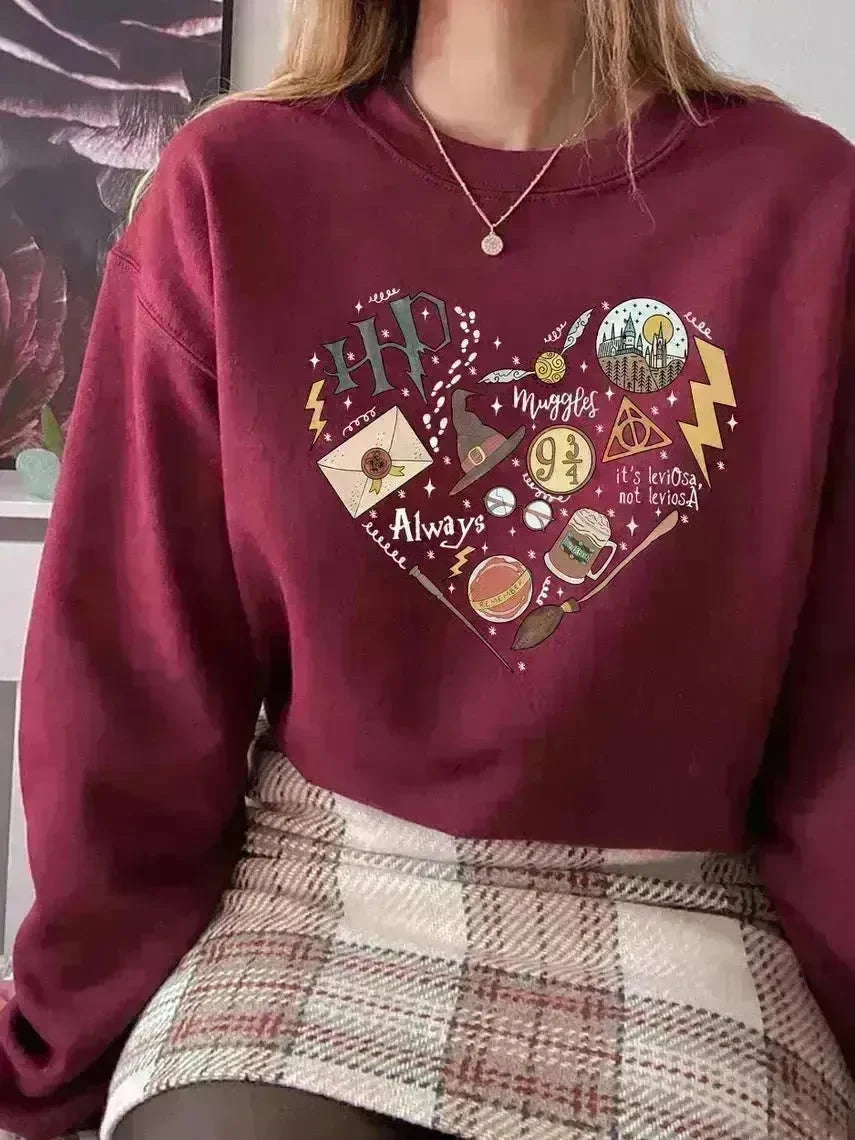 Digital Printing Sweater Hipster Round Neck Pullover Long Sleeve Sweater Women - EX-STOCK CANADA