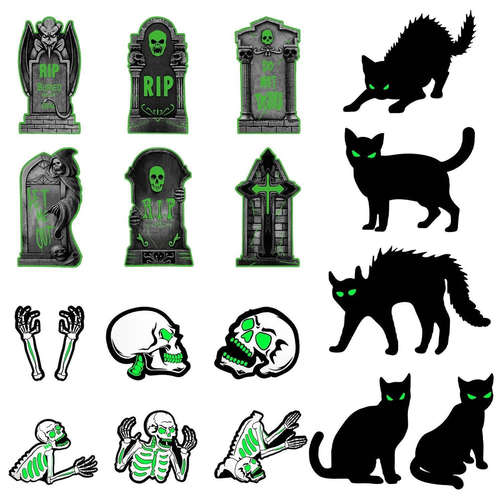 6Pcs Skull Or 6Pcs Tomb Or 5Pcs Black Cat Halloween Yard Sign Decorations Glow In The Dark For Haunted House Garden Yard And Scary Theme Party - EX-STOCK Canada
