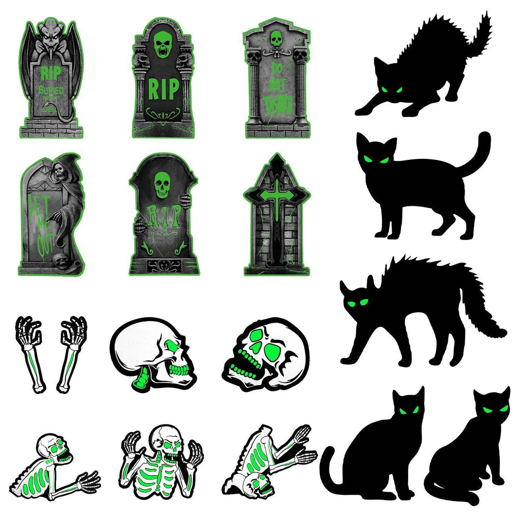 6Pcs Skull Or 6Pcs Tomb Or 5Pcs Black Cat Halloween Yard Sign Decorations Glow In The Dark For Haunted House Garden Yard And Scary Theme Party - EX-STOCK Canada
