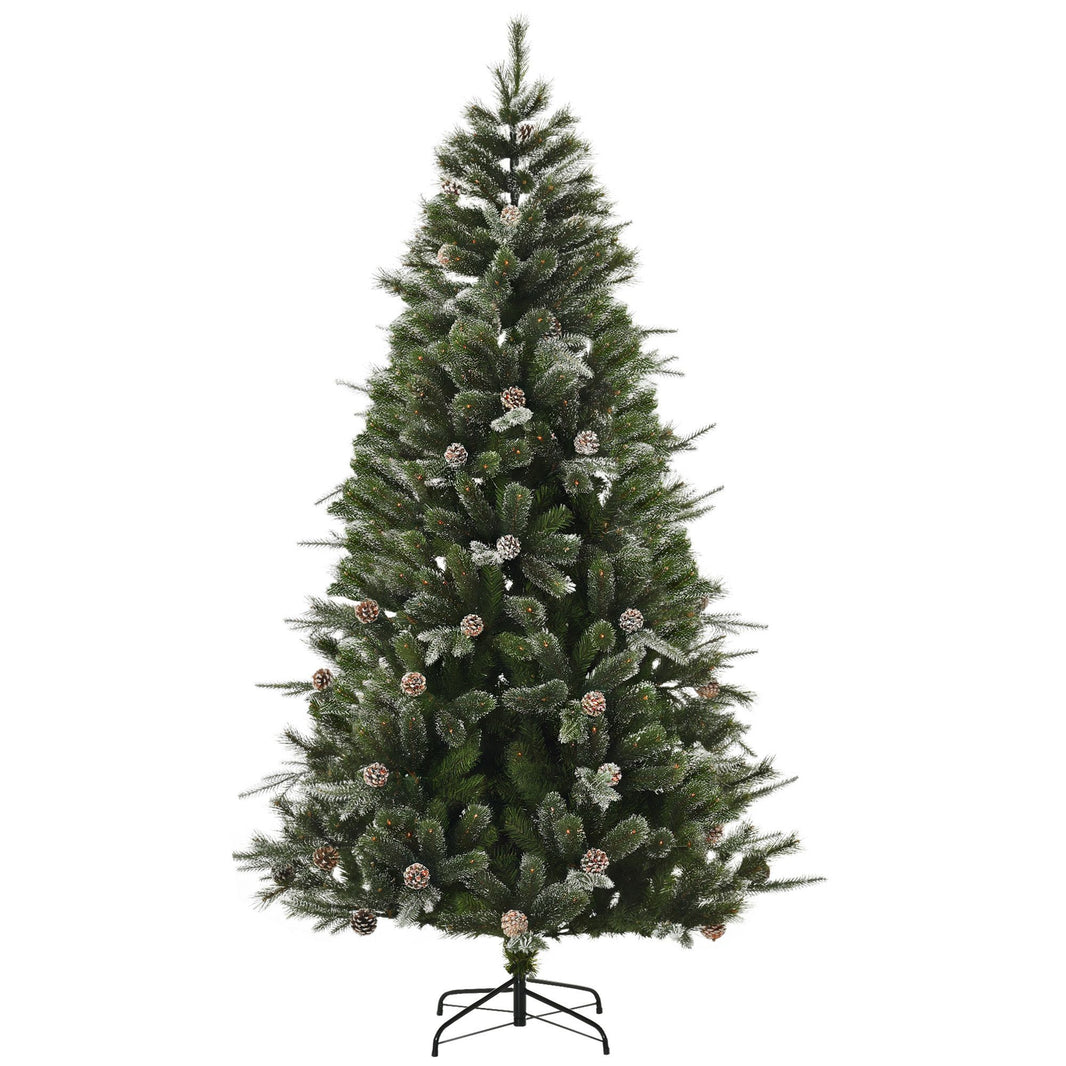 HOMCM 7FT Artificial Christmas Snow Pine Tree Holiday Home Xmas Decoration With Automatic Open, Pinecone, Green EX-STOCK Canada 