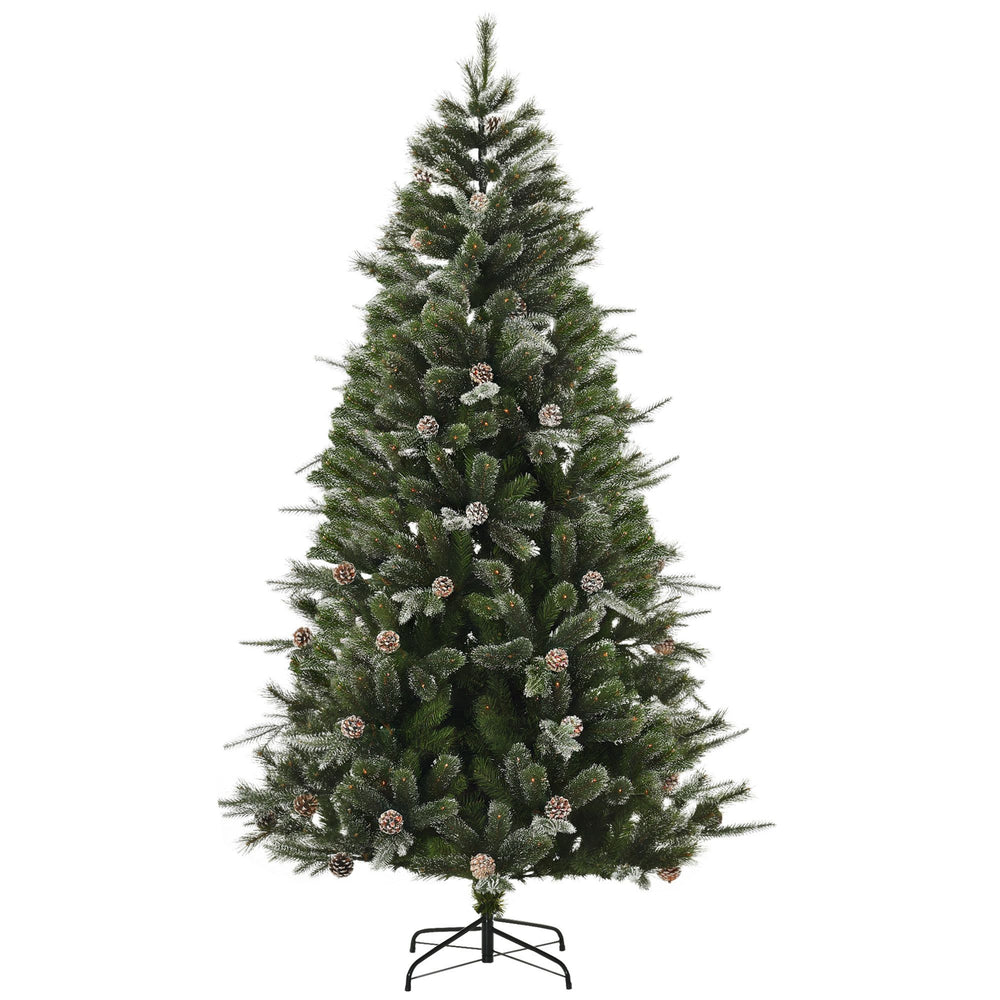 HOMCM 7FT Artificial Christmas Snow Pine Tree Holiday Home Xmas Decoration With Automatic Open, Pinecone, Green EX-STOCK Canada 