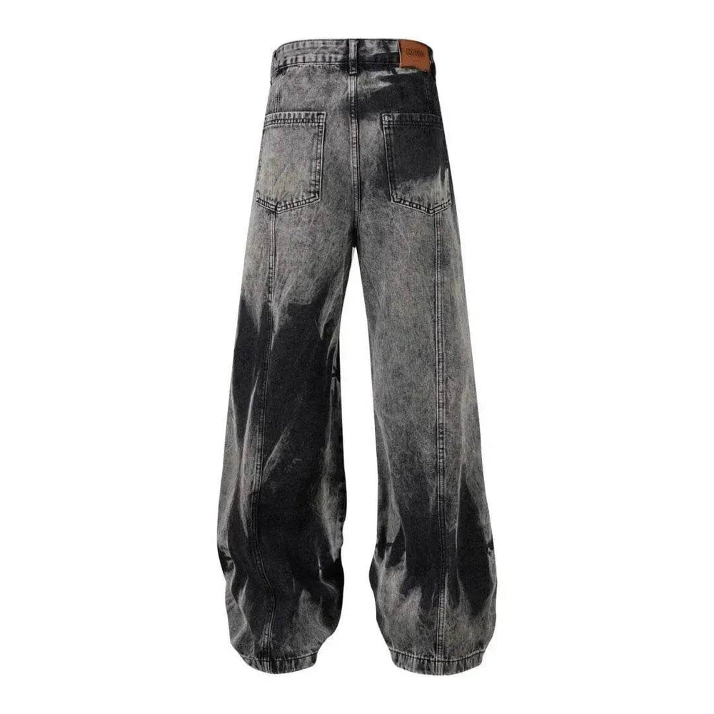 Street Retro Washed Distressed Tie-dye Multi-pocket Denim Trouser Unisex Baggy Cargo Denim Jeans Pants - EX-STOCK Canada