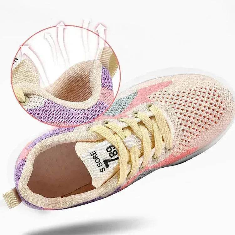 Casual Colorblock Lace-up Sneakers Girls Versatile Breathable Lightweight Walking Running Shoes - EX-STOCK Canada