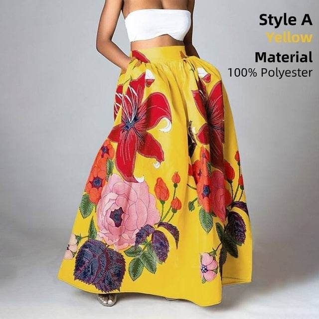 Elegant Bottoms Skirt Floral Long Maxi prairie Skirt - EX-STOCK Canada