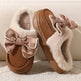 Cute Bowknot Plush Slipper Winter Warm Indoor Floor Bedroom Home Slippers For Women Fashion Thick-soled Solid House Shoes - EX-STOCK Canada