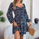 Casual Summer Floral Mini Dress Lantern Sleeve  Skater Dress - EX-STOCK CANADA