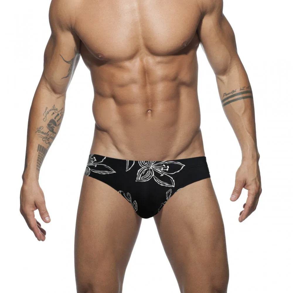 Simple Floral Printed Men's Underwear Swimming Trunks Briefs - EX-STOCK Canada