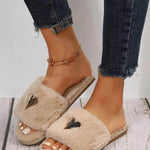 Fluffy Slipper Fall Winter Warm Home Fur Furry Slippers Women Plush Shoes Indoor House Fuzzy Flip Flops Female Padded Fleece Living Bedroom - EX-STOCK Canada