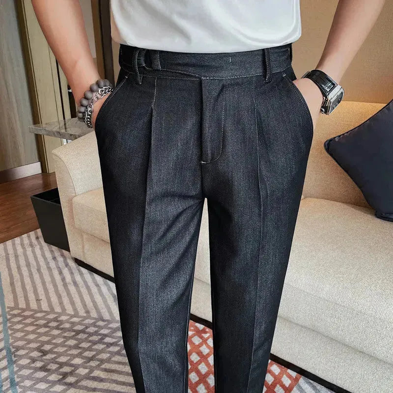 New Pure Color Casual Versatile Straight Leg Professional Business Work Trouser for men - EX-STOCK CANADA