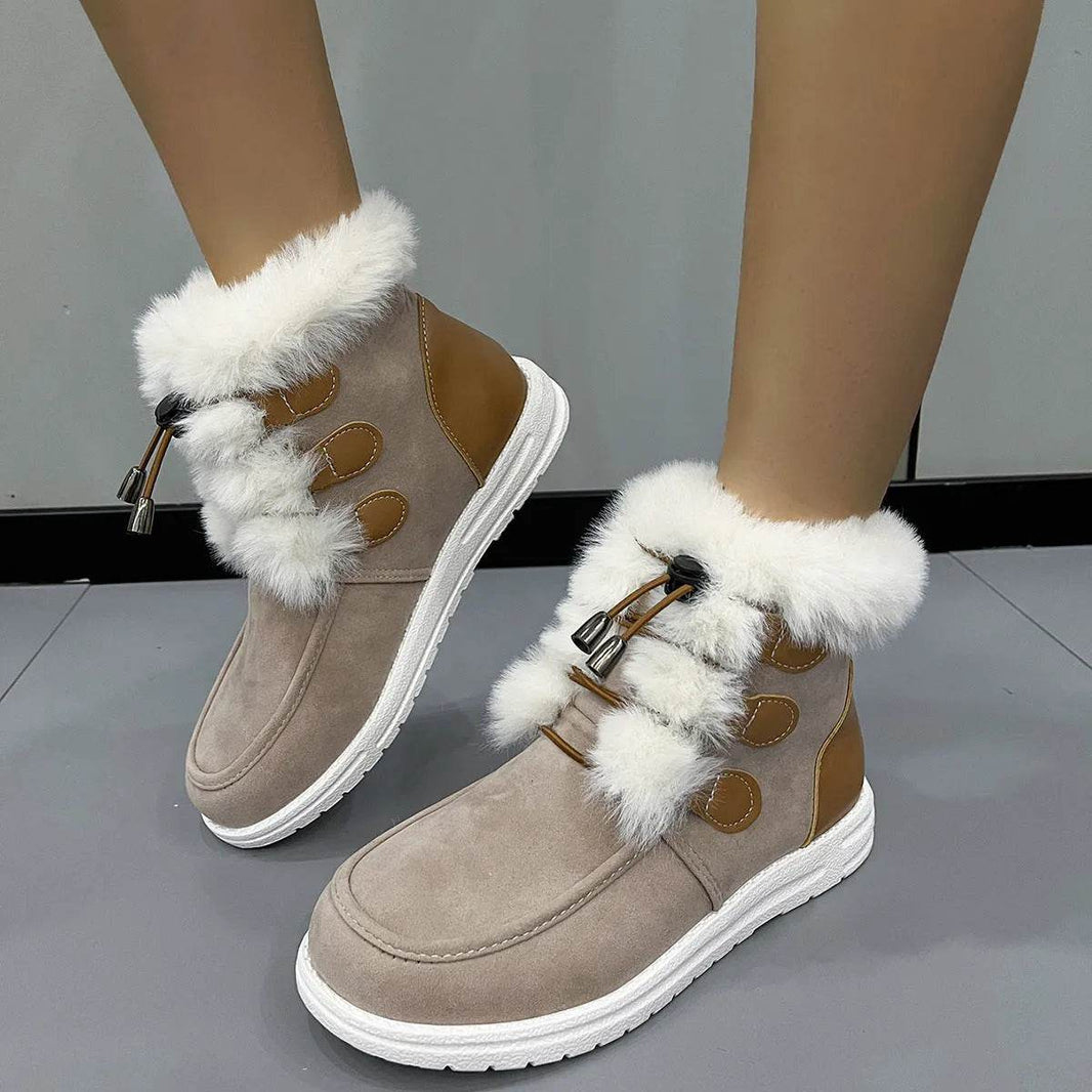 Fashion Suede Fleece Snow Boots Winter Warm Plush Round Toe Cotton Shoes Versatile Simple Short Boot For Women - EX-STOCK Canada