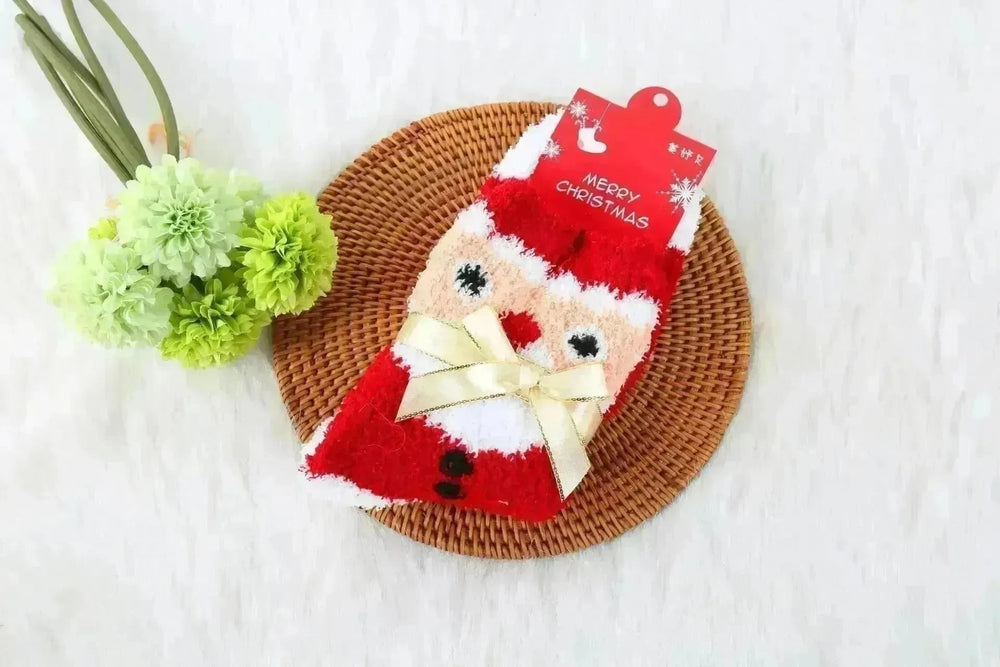 Winter Christmas Stockings Women's Thickened Bow Long Tube Fleece-lined - EX-STOCK CANADA