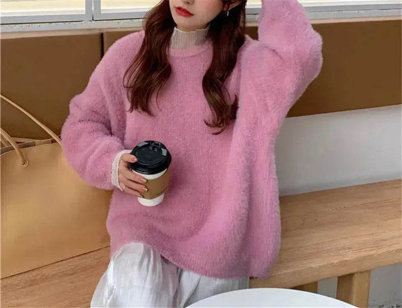 Autumn Winter Mink-like Wool Thick Plush Pullover Sweater for Women - EX-STOCK Canada