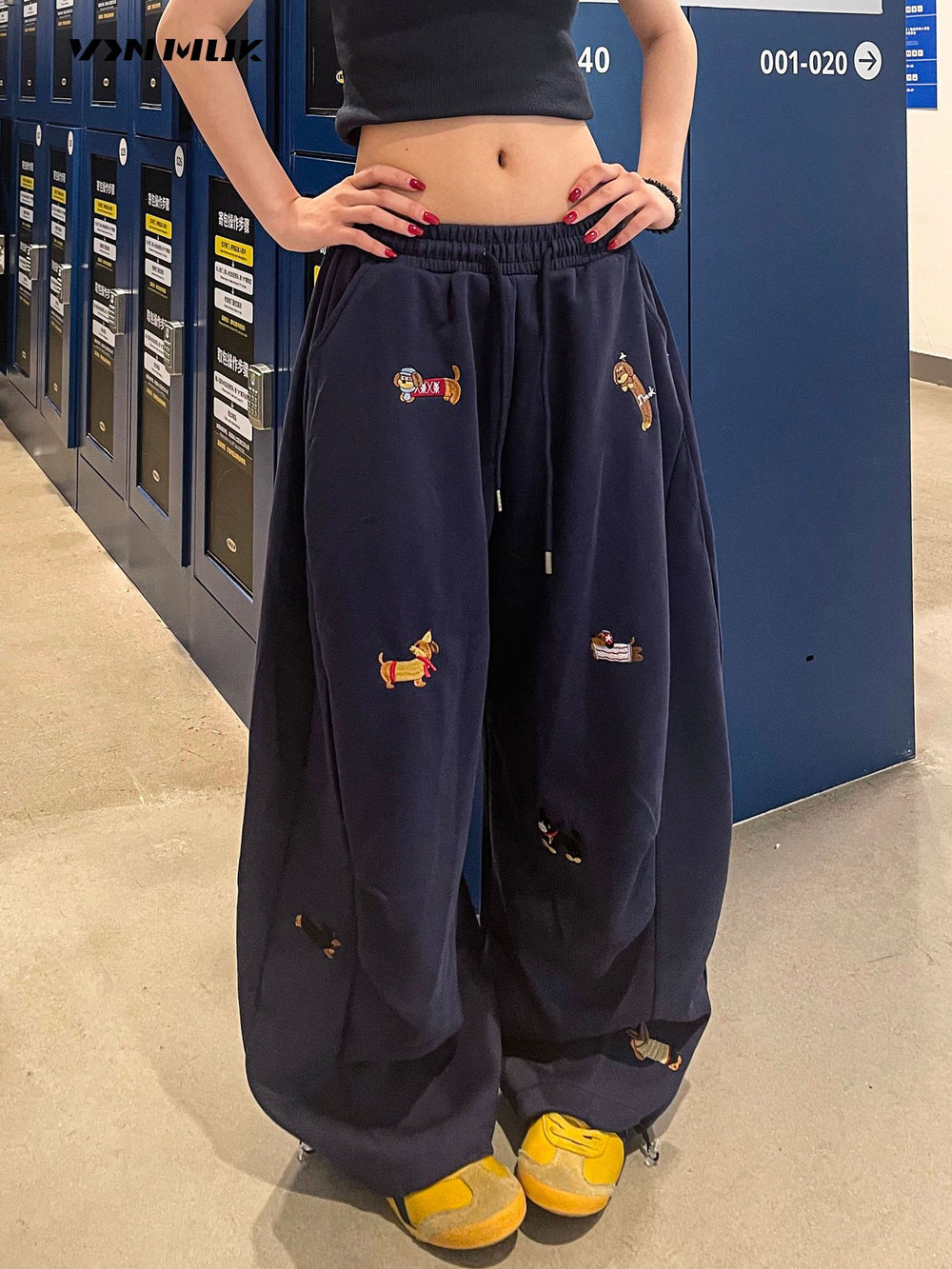 Embroidered Slacks Women's Loose Slimming And All-matching Street Drape Wide Leg 