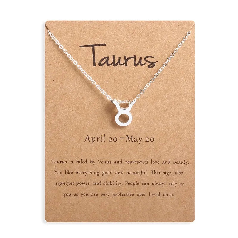12 Zodiac Sign Necklaces With Gift Card Constellations Pendant Necklace Jewelry - EX-STOCK CANADA