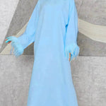 Feather Long Sleeve Middle East Arabic Elegant Round Neck Dress - EX-STOCK Canada